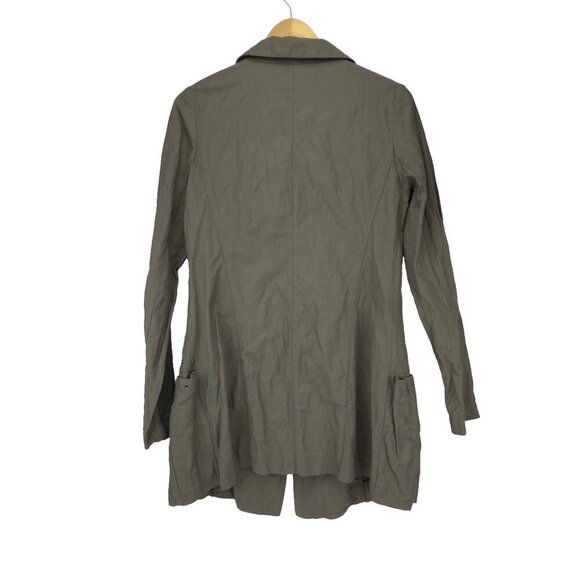 SARAH PACINI Button Down Pouch Pockets Eyelets Long Sleeves Green Coat 1 *FLAW* - Picture 6 of 9